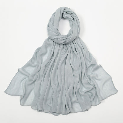 Rayon Headscarf Solid Color Elegant Crumpled Scarfs