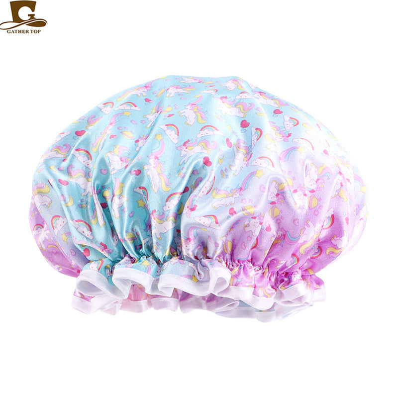 Children's Cartoon Satin Shower Waterproof Boys Cute Kids' Headwear