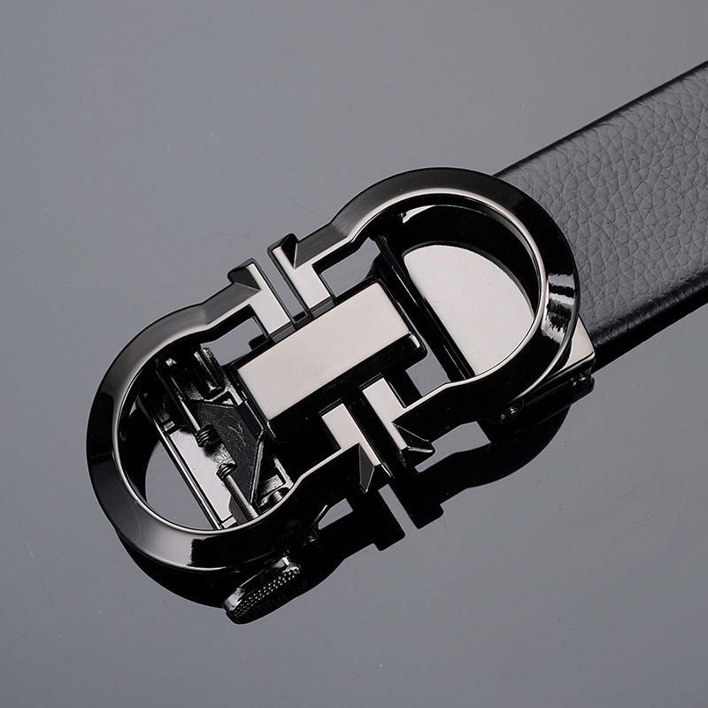 Men's Leather Cowhide Alloy Automatic Buckle Trend Belts