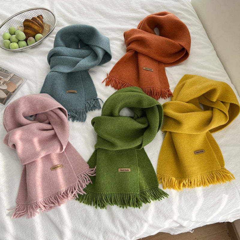 Women's Winter Versatile Solid Color Cashmere Narrow Scarfs