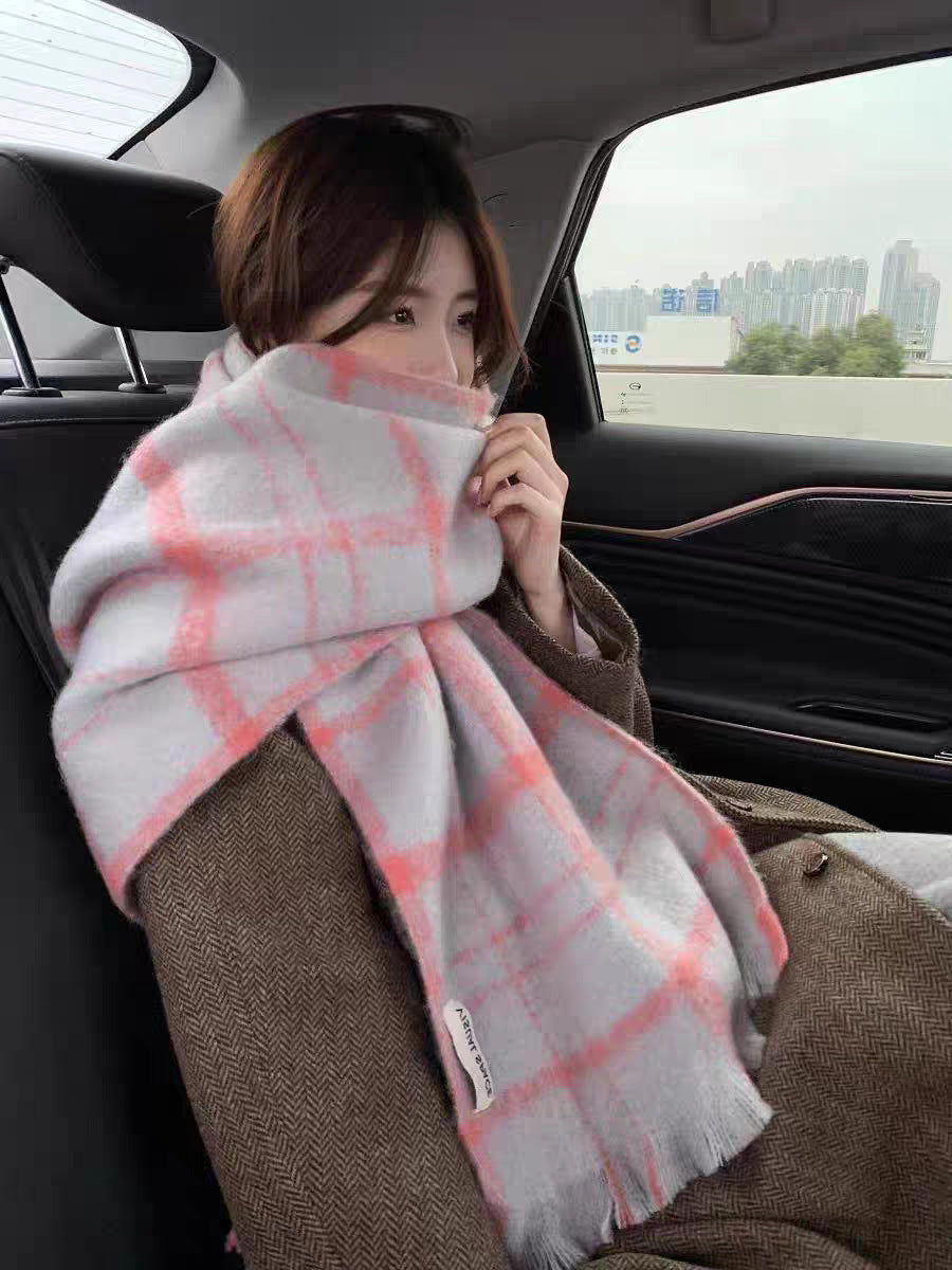 Women's Striped Korean Fashionable Versatile Winter Warm Scarfs