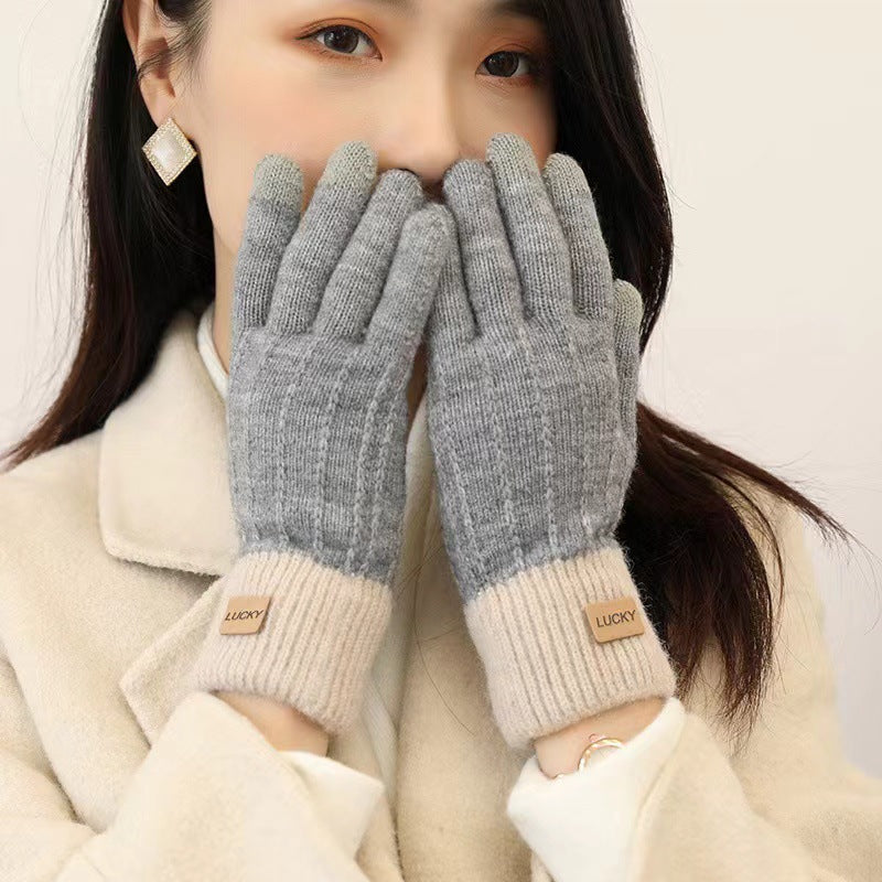 Women's Touch Screen Full Finger Knitted Wool Gloves