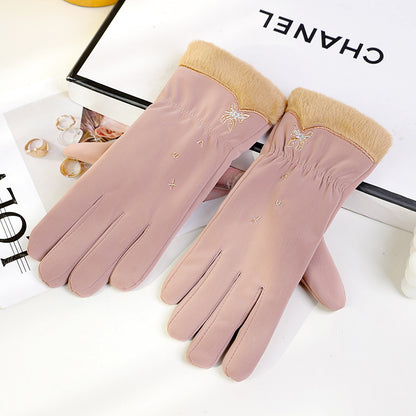 Women's Winter Cycling Warm Veet Padded Thickened Windproof Riding Electric Gloves