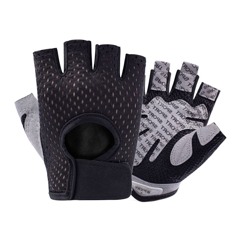 Women's & Men's Half Finger Fitness Mesh Breathable Outdoor Gloves