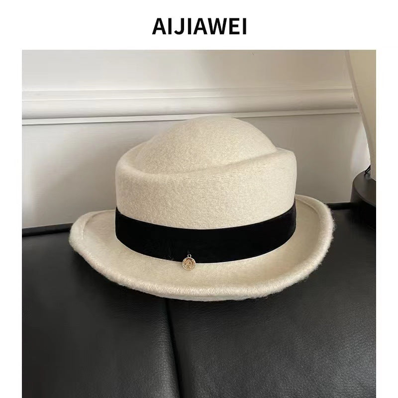 Women's Woolen Bowler Hat Casual Fur Felt Retro Hats & Caps