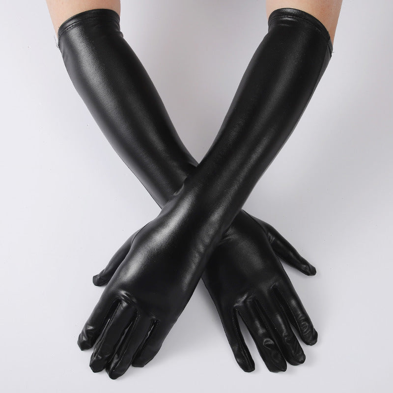 Women's Sexy Patent Leather Holiday Performance Etiquette Gloves