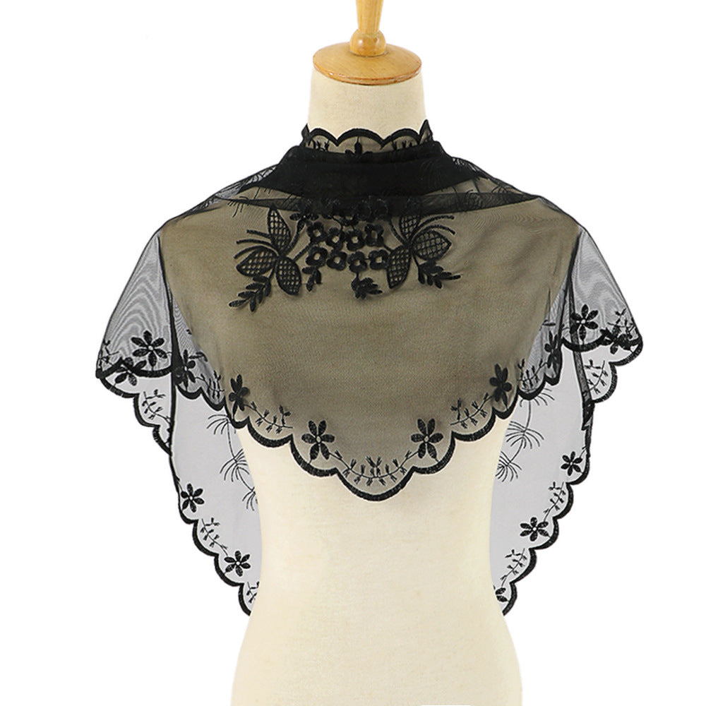 Women's Flower Monochrome Triangular Binder Polyester Lace Hollow Scarfs