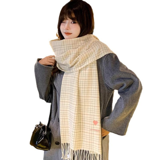 Love Plaid Female Winter Korean Style Scarfs