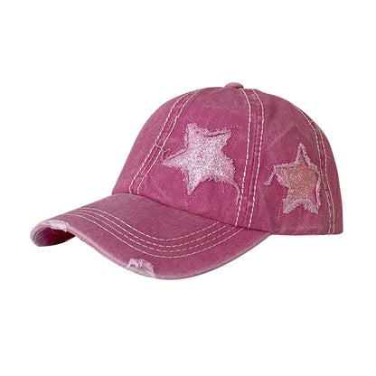 Women's Retro Tattered Jeans Baseball Korean Big Hats & Caps