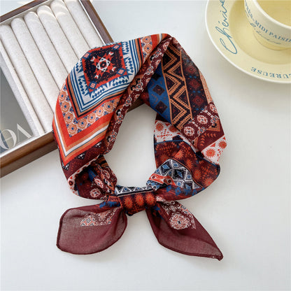 Women's Linen Small Square Towel Neck Decorative Scarfs