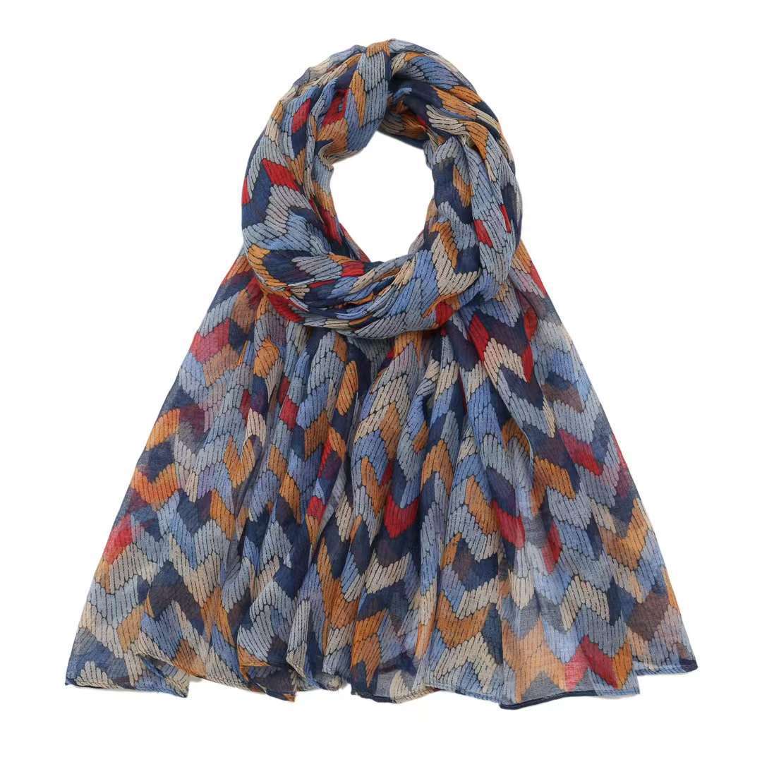 Versatile Vintage Printed Voile Breathable Elegant Lightweight Sun Scarfs