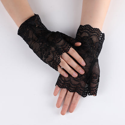 Women's Half Lace Driving Sun Protection Scar Gloves