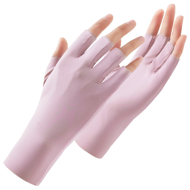 Protection Half Finger Silk Ice Uv Nail Riding Sports Gloves