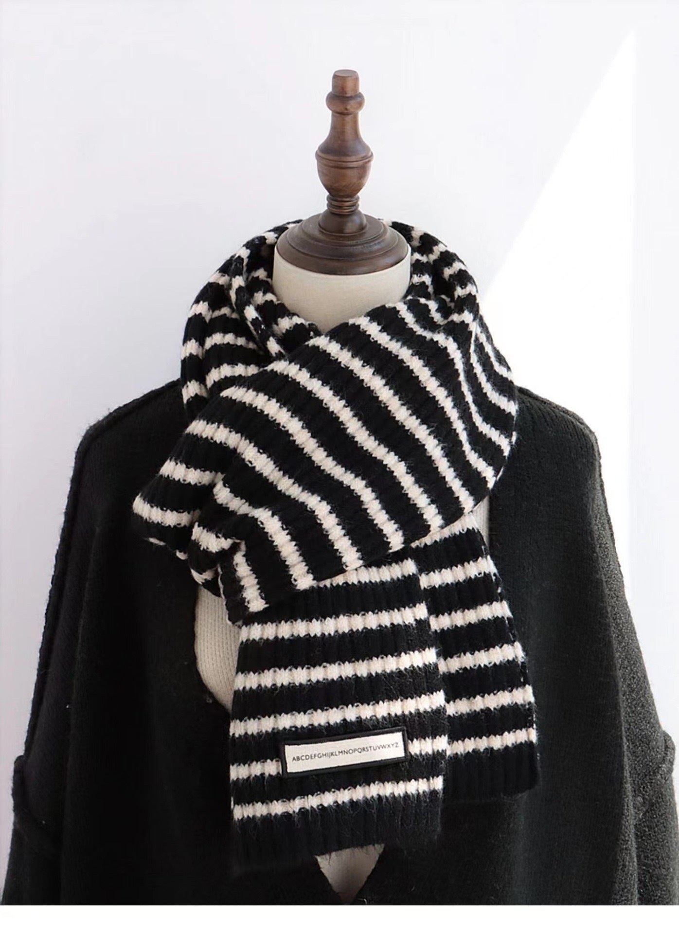 Style Contrast Color Striped Wool Female Scarfs