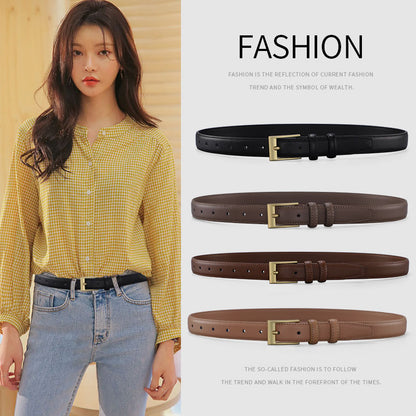 Women's Retro Pin Buckle Pure Cowhide Simple Belts