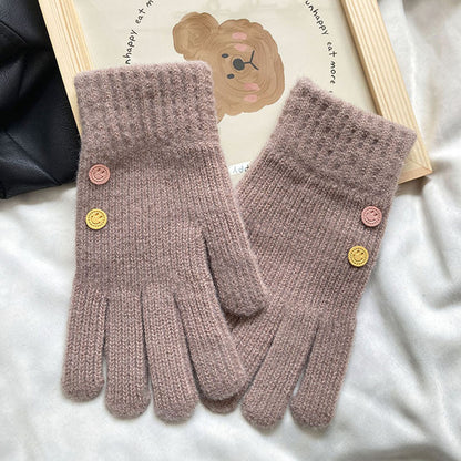 Women's Wool Knitted Touch Screen Five-finger Finger Gloves