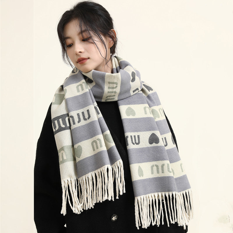 Women's High-grade Warm Green Plaid Shawl Scarfs