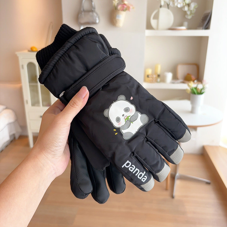 Cute Panda Windproof Riding Ski Outdoor Gloves