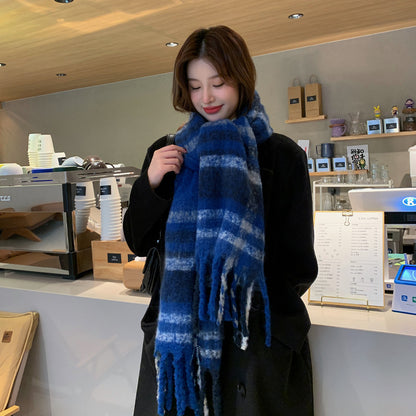 Black White Plaid Winter Warm Thickened Scarfs