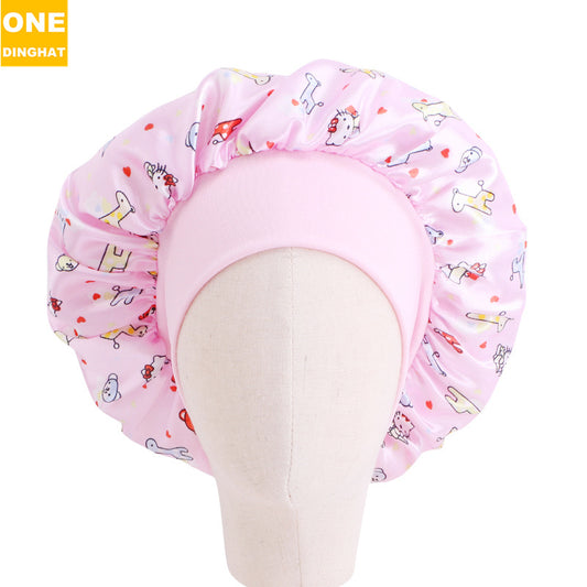 Popular Cute Tam-o'-shanter Printed Satin Wide Kids' Headwear