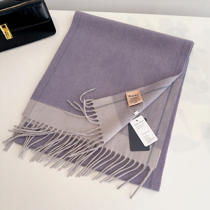 Women's & Men's Double-sided Solid Color Matching Tassel Threading Scarfs