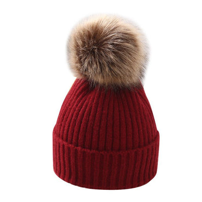 Trendy Boys Winter Big Fur Ball Kids' Headwear