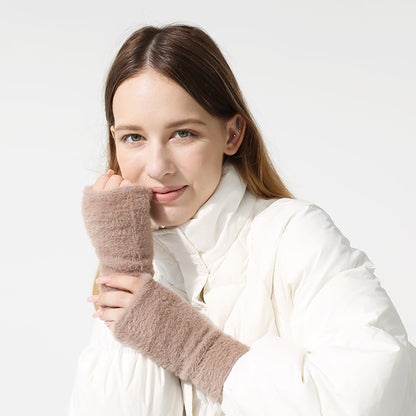 Knitted Female Open Touch Screen Wristband Gloves