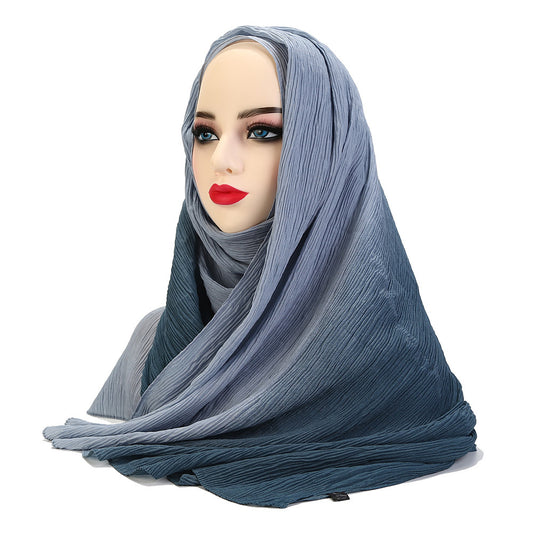 Women's Malaysia Color Matching Crumpled Gauze Gradient Scarfs