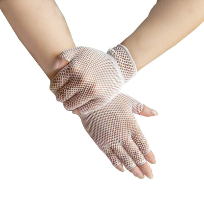 Fishnet Hot Summer High Black White Gloves