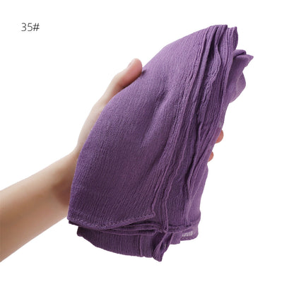 Solid Color Curling Pleated Rayon Fine Scarfs