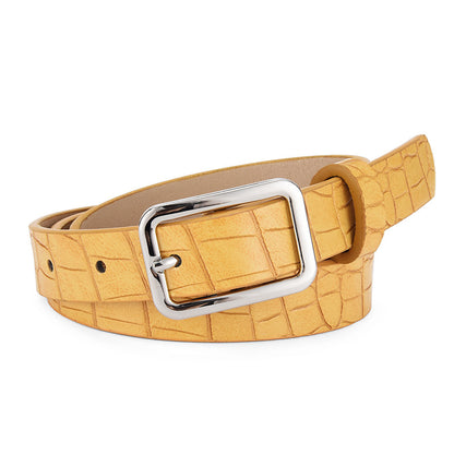 Women's Fashion Candy Color Crocodile Pattern Decoration Belts