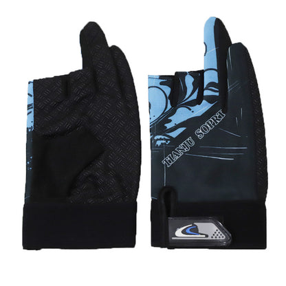 Men's Fishing Printed Dew Three Fingers Spring Gloves