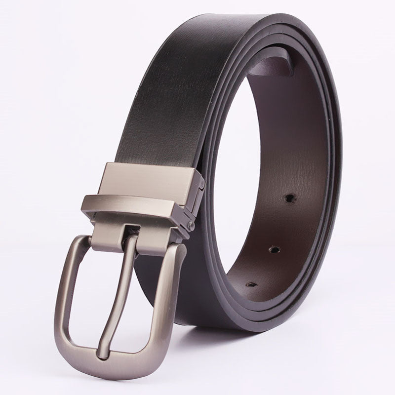 Men's Leather Rotating Pin Buckle Cowhide Business Belts