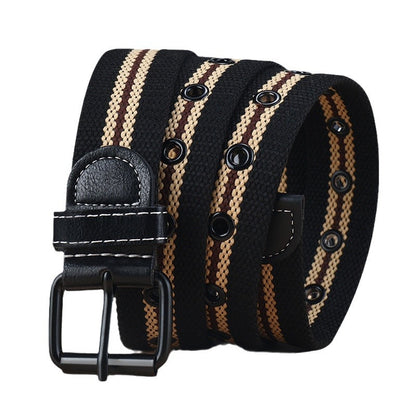 Men's Canvas Woven Casual Tooling Korean Style Belts