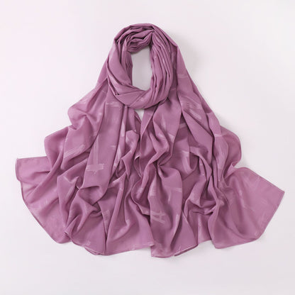 Chiffon Letter Embossed Hui North Africa Scarfs