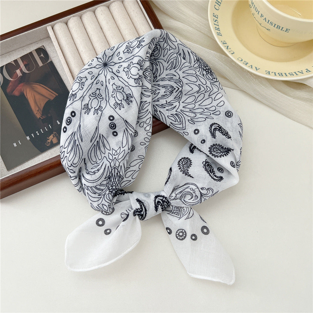 Small Square Towel Silk Female Autumn Summer Bandana Headband Scarfs