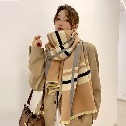 Women's Winter Color Matching Warm Letters Double-sided Thickened Scarfs