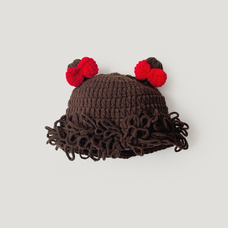 Hat Wig Boys Cute Woolen Sleeve Kids' Headwear