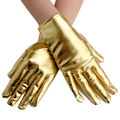 Skin Play Punk Short Patent Leather Gloves