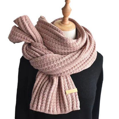 Women's Solid Color Knitted Warm Wool Korean Style Scarfs