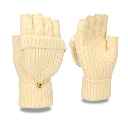 Women's & Men's Winter Half Finger Flip Knitted Thickened Warm Wool Gloves