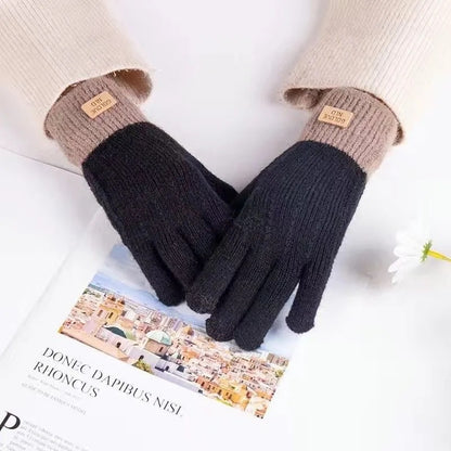 Screen Fashion Finger Outdoor Riding Fleece-lined Gloves