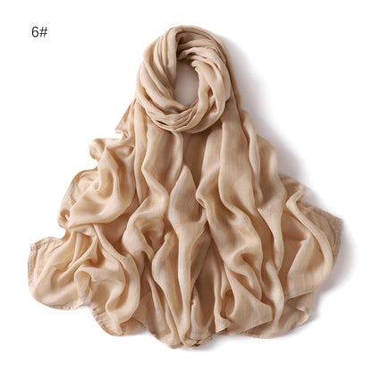 Wide Brim Thin Modal Monochrome Rayon Breathable Shawl Cotton Scarfs