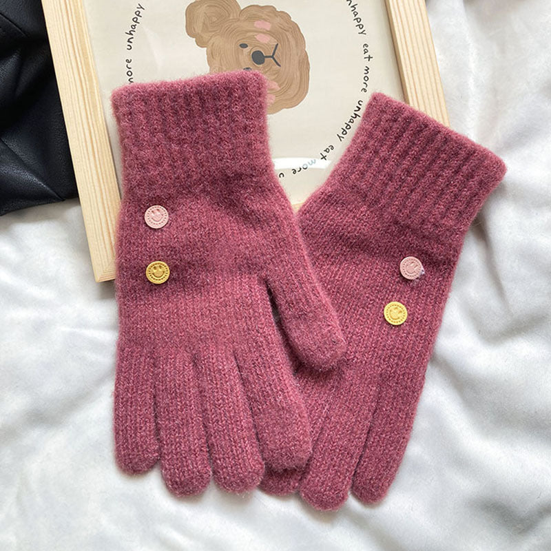 Women's Wool Knitted Touch Screen Five-finger Finger Gloves