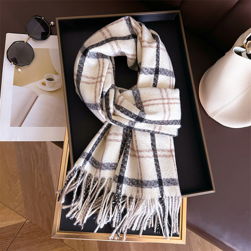 Style Plaid Winter Male Female Thickened Scarfs