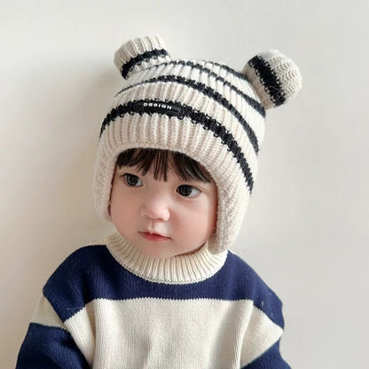 Hat Earmuffs Balls Woolen Boys Cute Kids' Headwear