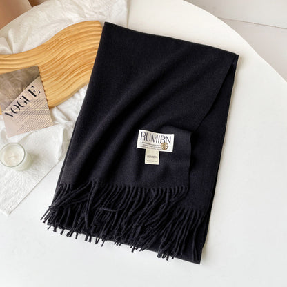 Women's Cashmere Metal Label Shawl High-grade Loose Feeling Scarfs