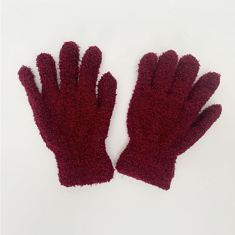 Women's & Men's Winter Towel Material Thickened Warm Full Finger Gloves