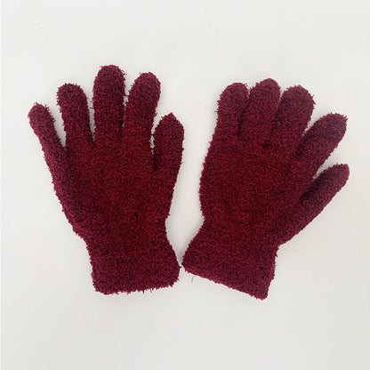 Women's & Men's Winter Towel Material Thickened Warm Full Finger Gloves