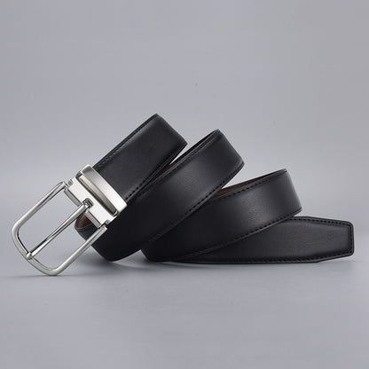 Men's Business Pin Buckle Leather Clipped Button Belts